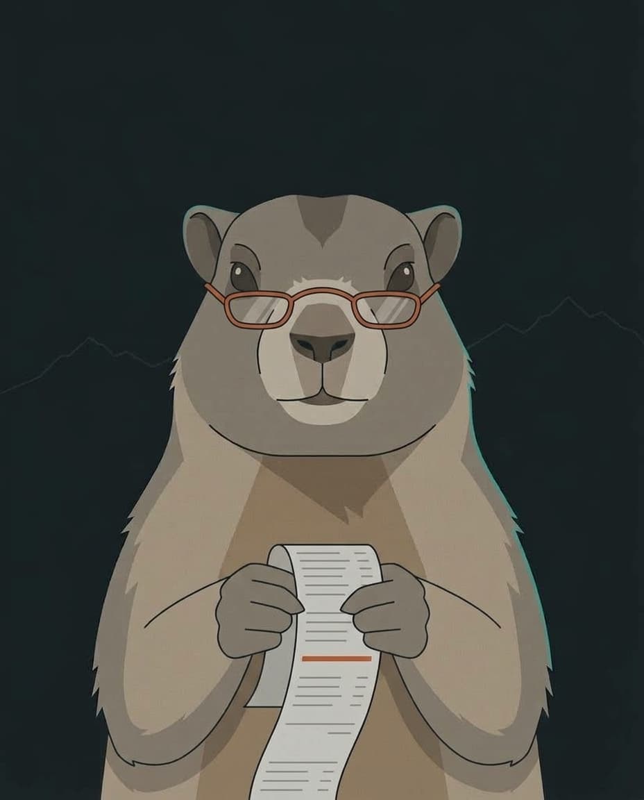 Illustriertes Murmeltier als digitaler Mitarbeiter „Abrechnung“
